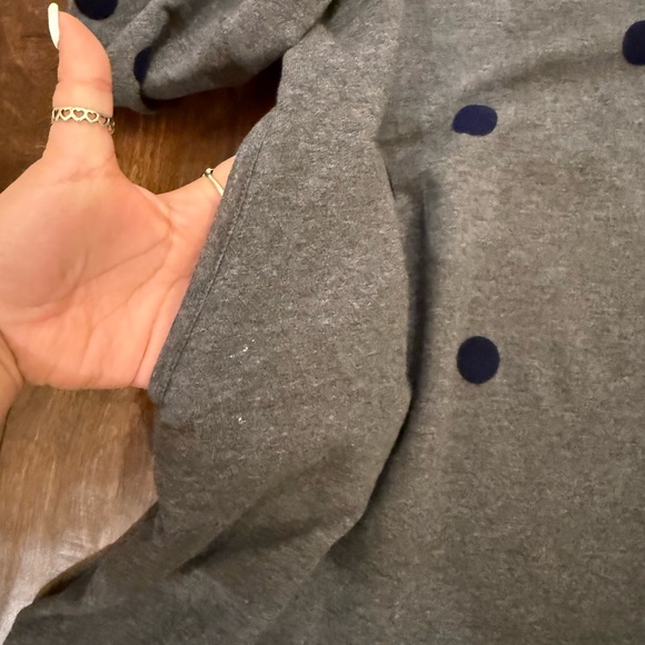 Boden Flocked Spot Knit Navy Blue Velvet Polka Dot Dress Size 14 - Picture 6 of 10